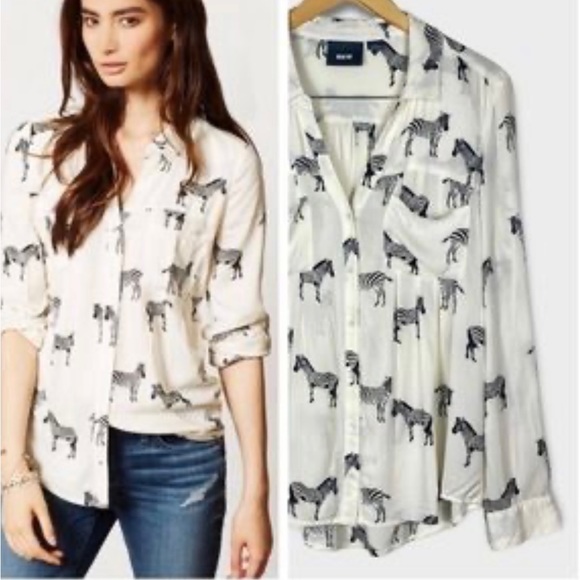 Anthropologie Tops - Anthropologie Maeve Zebra button down blouse